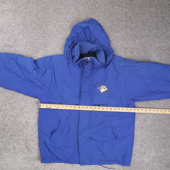 Vintage Imported Labatt Blue Hockey Small Blue Long Sleeve Zip Snap Jacket - Picture 4 of 16